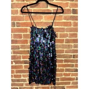 Free People Disco Sequin Mini Dress Formal Spaghetti Strap